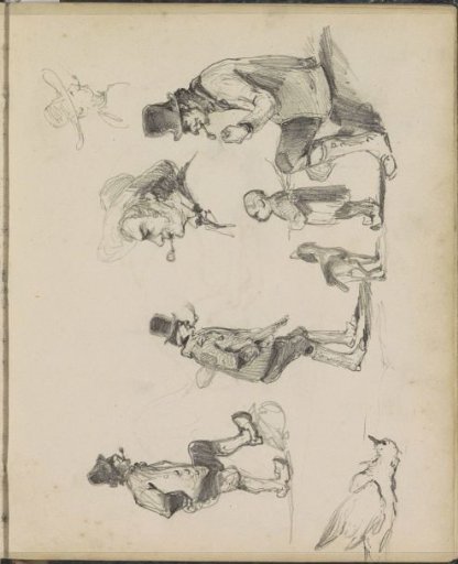 Study Sheet, Among Other Things with Men Smoking Pipes, a Dog, and a Dead Bird