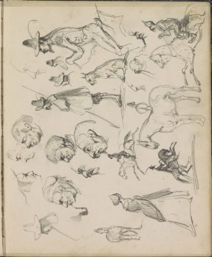 Study Sheet, Among Other Things with Riders and Men's Heads