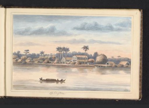 View of the coffee plantation Sorgvliet on the Commewijne River