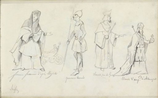 Saxon woman, Danish warrior, Gallic king and the Holy Roman Emperor Henry V