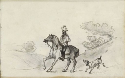 Rider with a dog on a country road