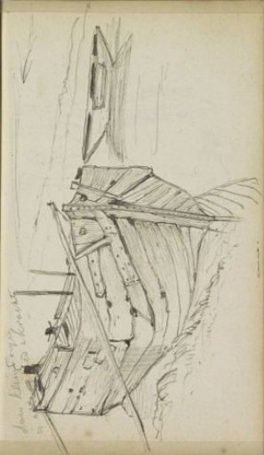 Rowing boat at the water's edge