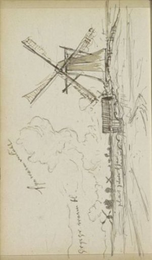 Mill and a barn in a meadow