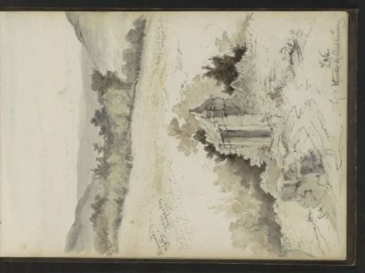 View of Niederwald and a monastery ruin near Aulhausen