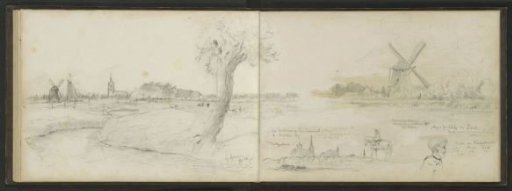 Landscape at Spangen, view of Den Bosch and the head of a farmhand