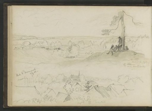 Church at Doorwerth and figures on a country road near Heelsum
