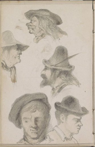 Heads of men with various hats