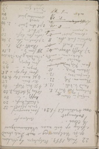 Travel notes and a list of expenses