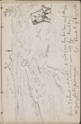 Pastoral landscape with a windmill and a grazing cow by a ditch