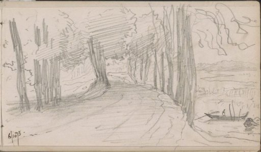 Avenue with trees on the dike at Katendrecht