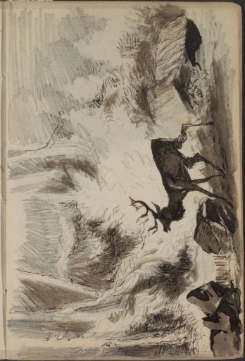 Landscape with a Deer by the Edge of a Stream