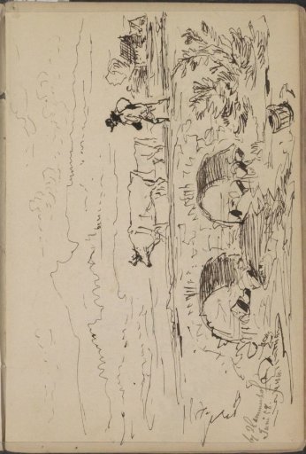 Peasant with two cows on a stone bridge at Hammerhof
