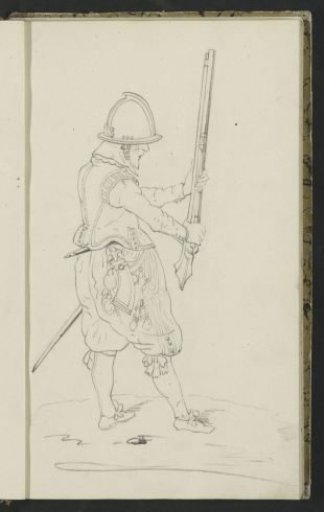 Soldier Pointing His Spear with Both Hands Downward