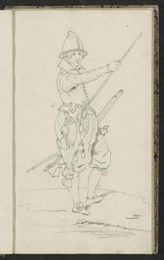 Soldier Holding a Spear in His Right Hand and a Musket in His Left