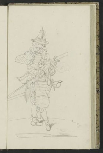Soldier closing the pan of his musket