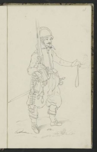 Soldier Holding a Musket in His Right Hand and a Slow Match in His Left