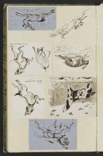 Horse in Gallop, Dogs, Hares, and a Deer