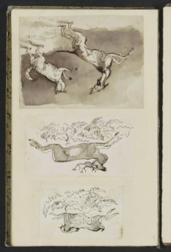 Hare, Running Deer, and Two Dogs