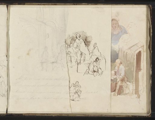 Figures at a table against a wall
