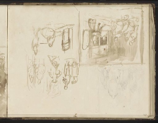 Street scenes and an interior with figures