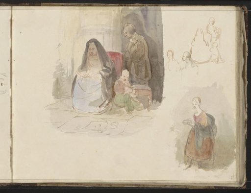Study sheet with nuns, figures and heads