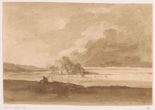 River landscape with fisherman