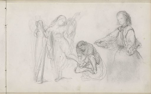 Girl with a harp and a crouching man