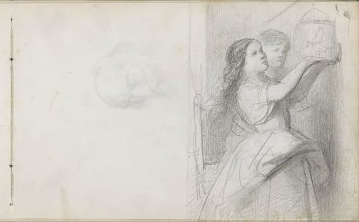 Boy and girl with a birdcage
