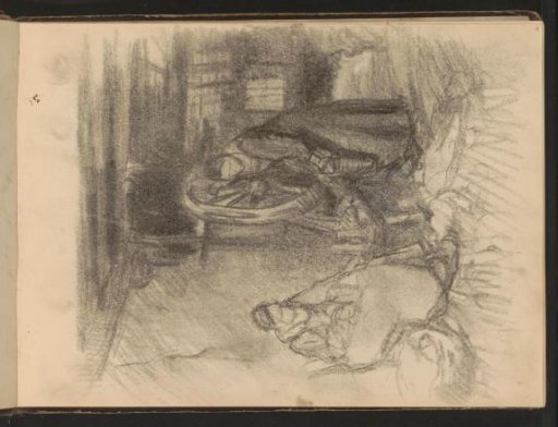 Peasant Interior with a Woman at a Spinning Wheel