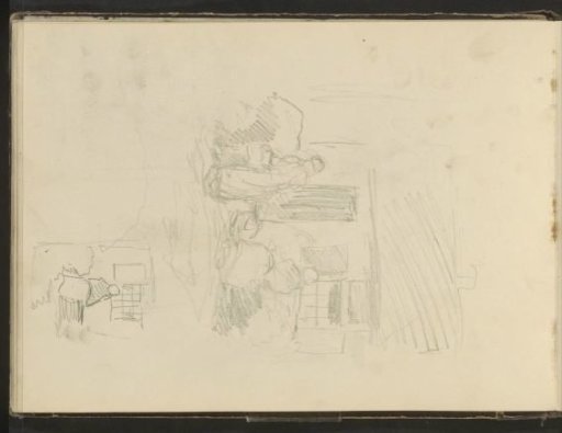 Figures in Front of a Farmhouse with Open Shutters