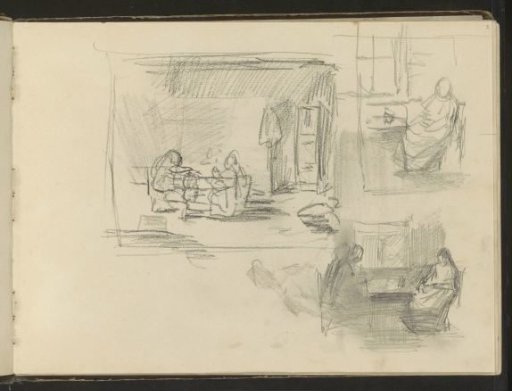 Interiors with Figures Sitting at a Table