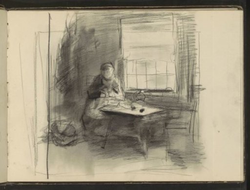Interior with a Woman Doing Needlework by a Window