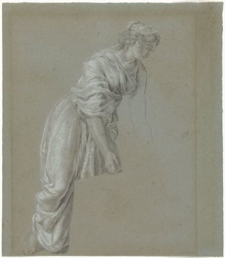 Figure Study of a Woman in Classical Robes, Bending
