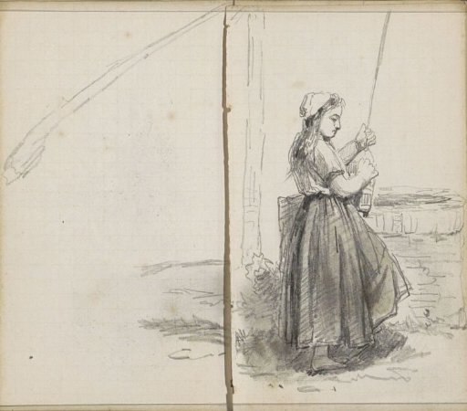 Girl with a fishing rod by the water