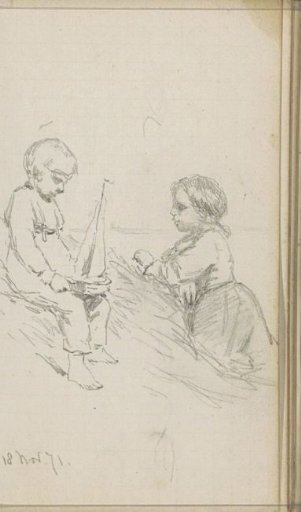 Boy and girl on a dune