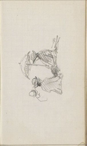 Two Seated Women Under an Umbrella