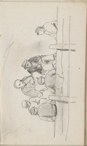 Seated Men and Boys by a Fence