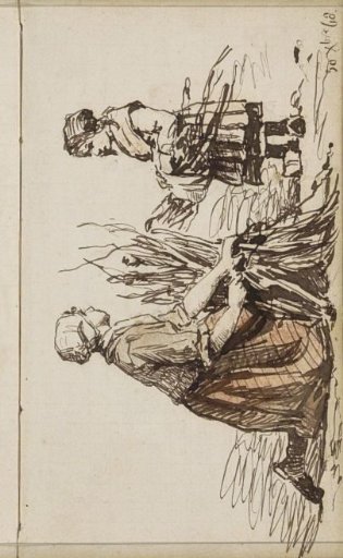 Two girls with sheaves of corn