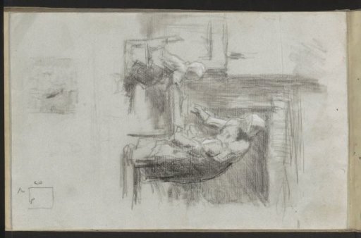 Interior with a mother and a child at a table
