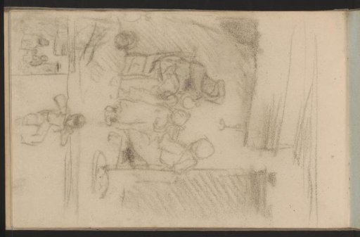 Peasant interior with a family around a table