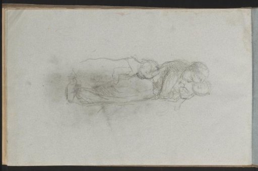 Mother with a girl and a baby in her arms