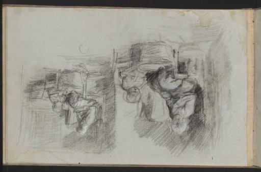 Interior with a woman doing needlework and a child by a tub