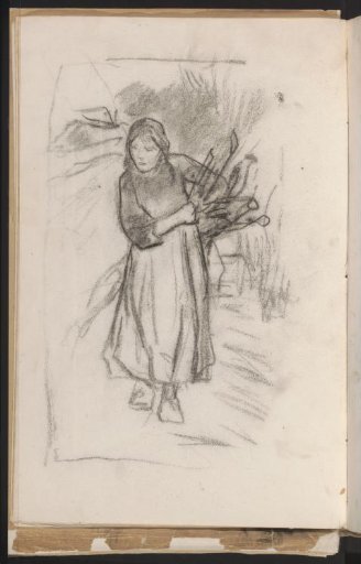 Young woman with firewood under her arm