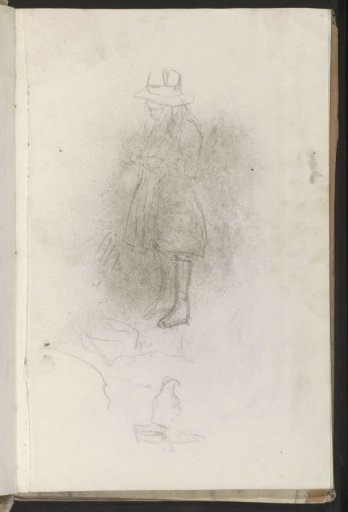 Girl with a sun hat, full-length