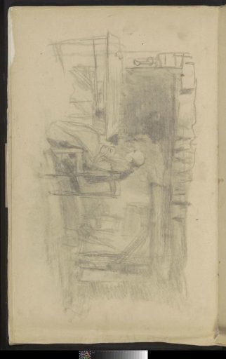 Peasant interior with a woman doing needlework at a table