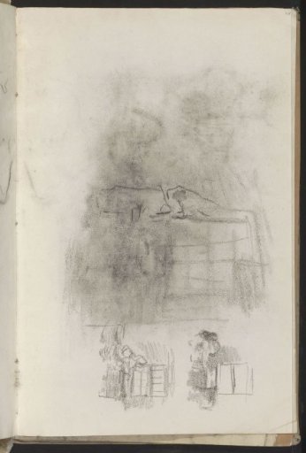 Figure doing needlework by a window
