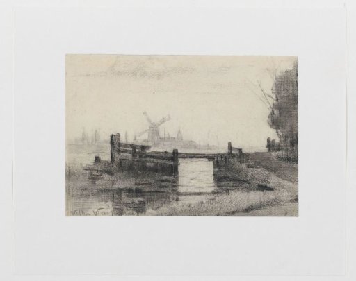 Polder landscape with bridge