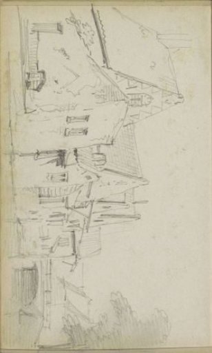 View of Houses Along a Canal, Possibly in Oudewater