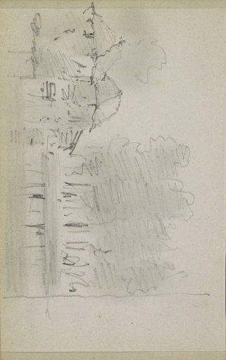 Landscape with buildings by the water