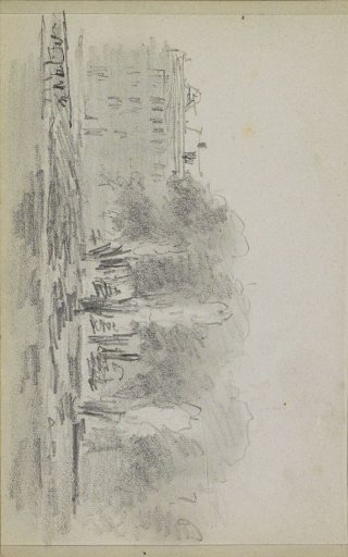 Building near a group of trees